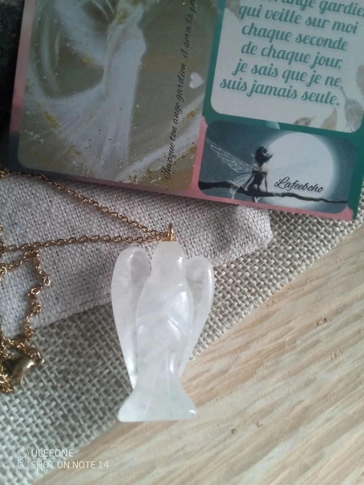 Angel crystal rock stone necklace + card – photo 5
